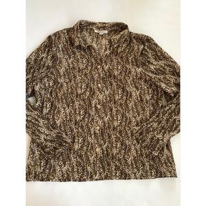 JM Collection Women’s Plus Size Brown Multicolored Long Sleeve Top Size 18